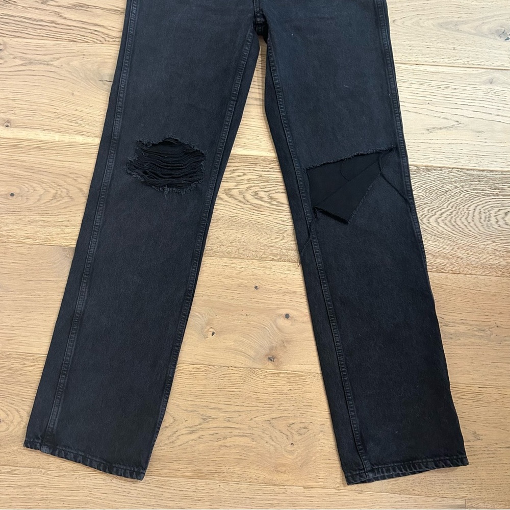 Redone 90's High Rise Loose Washed Black with Rips Distressed - Picture 11 of 13